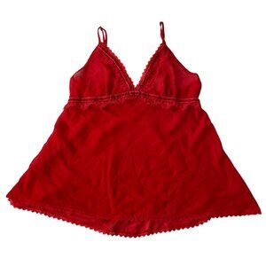 Nuit Rouge Women's Babydoll Lace Trim Camisole Lingerie Red Size M